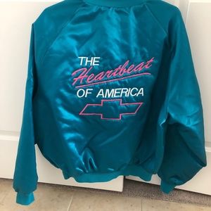 Vintage Chevy Heartbeat Of America Bomber Jacket w Neon Design
